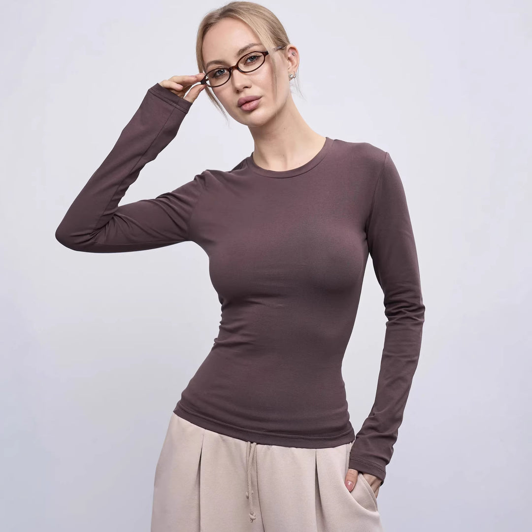 Damen Langarmshirt mit figurbetontem Schnitt und weichem Material Drune