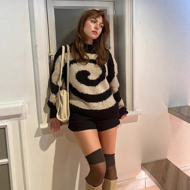 Damen kuscheliger Sweater mit spiralisiertem Muster Drune