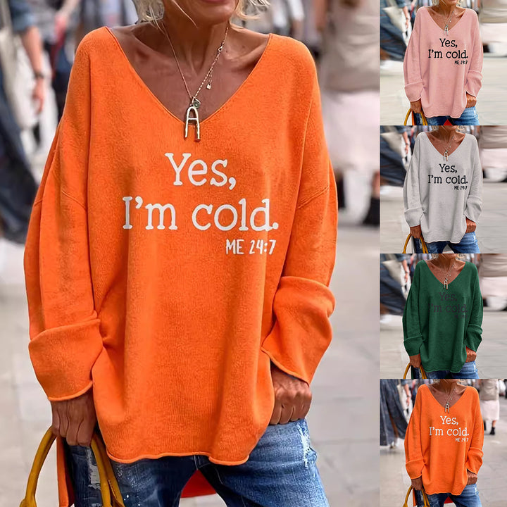 Damen Oversized V-Ausschnitt Graphic Sweatshirt Drune