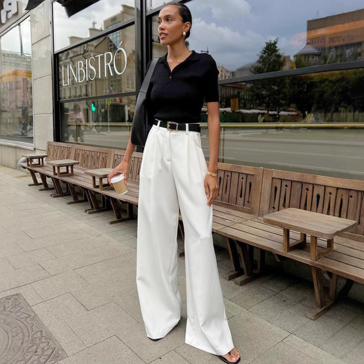 Damen Hochtaillierte Marlenhose Drune