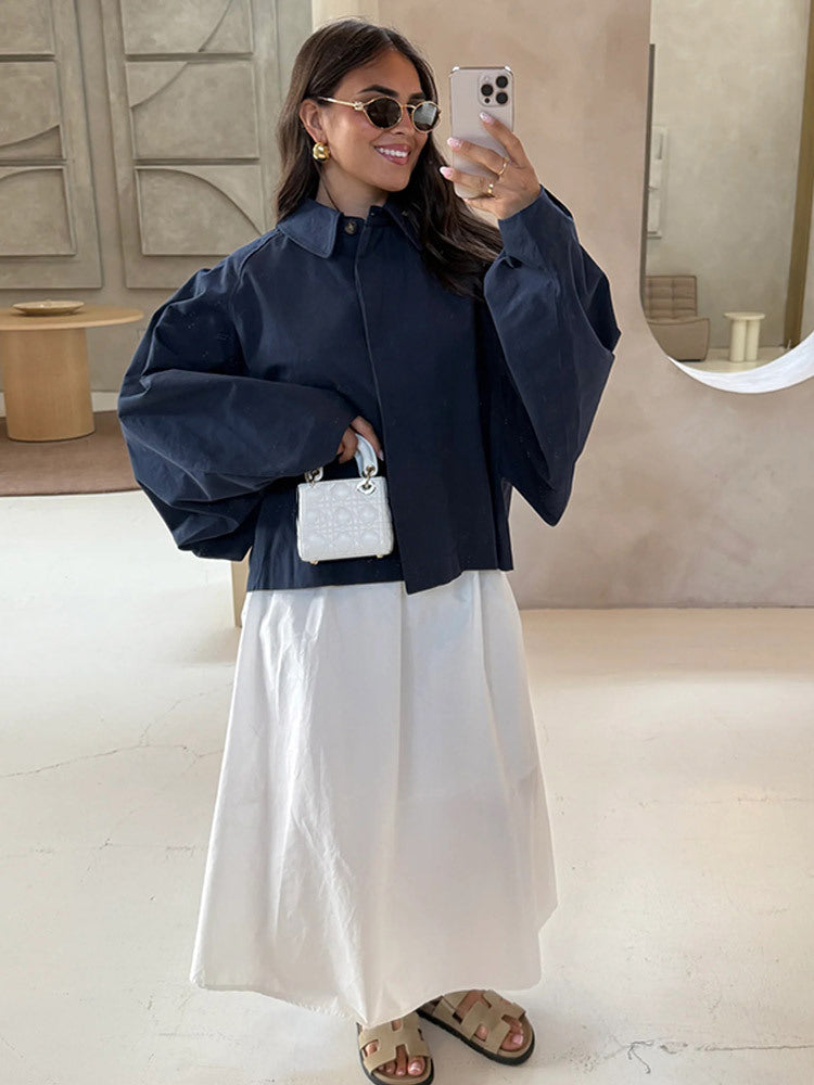 Damen Oversized Bluse mit dekorativen Puffärmeln Drune