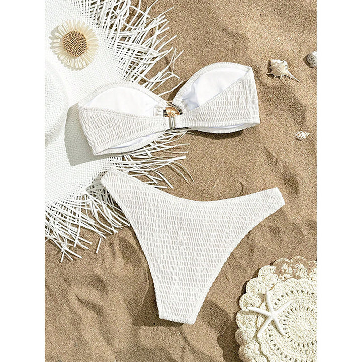 Damen Bandeau-Bikini mit raffiniertem Knoten und elegantem Schmuckdetail Drune