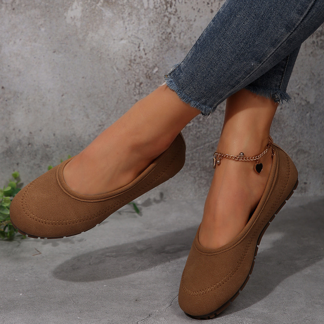 Damen  komfortable Ballerina-Slipper mit gepolstertem Komfortfußbett und rutschfester Profilsohle Drune