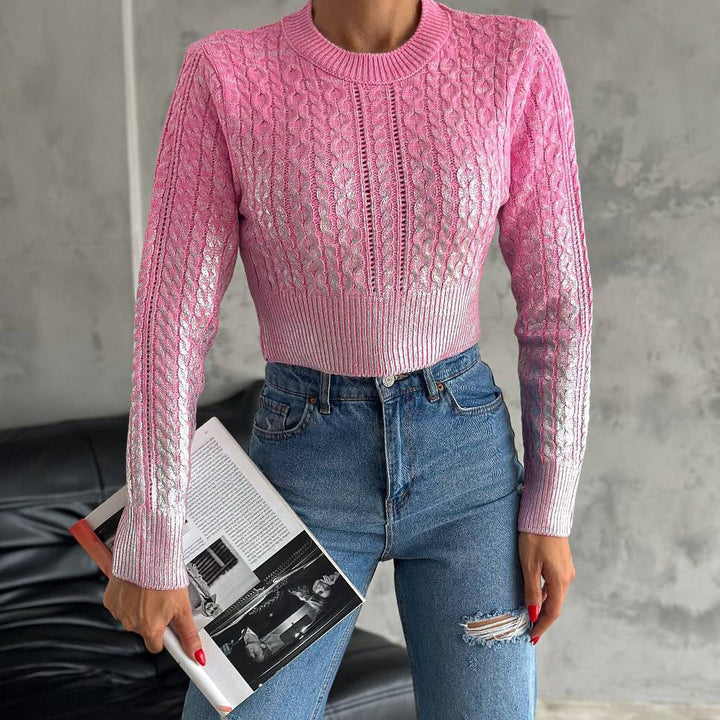 Damen eleganter Strickpullover mit schimmernden Details und modischer Struktur Drune