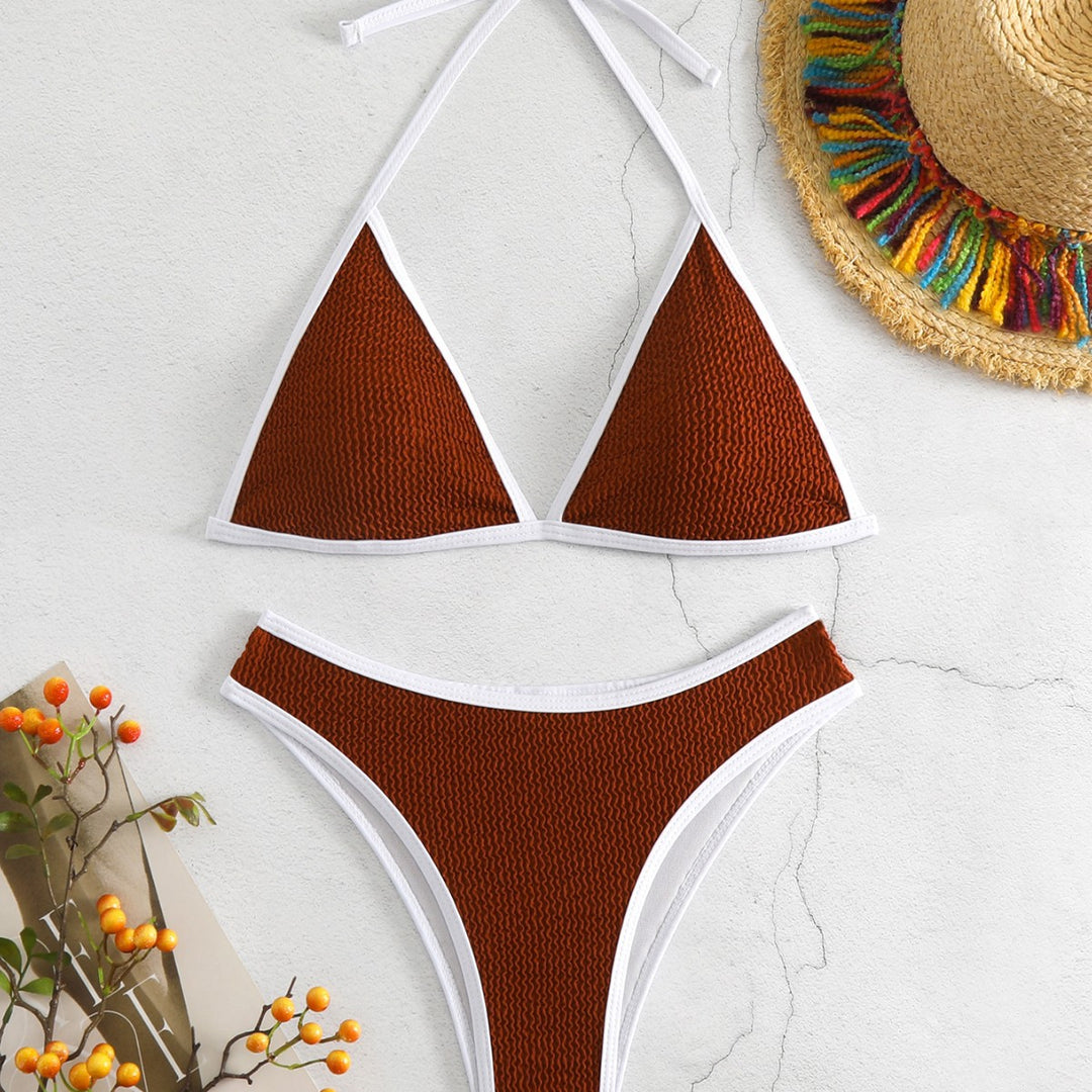 Damen Triangel-Bikini-Set mit kontrastierenden Borten Drune