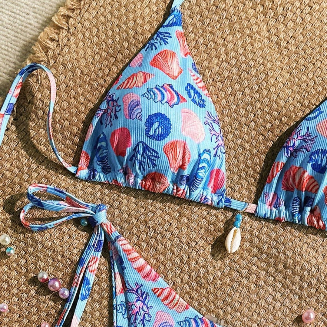 Damen Triangel-Bikini mit maritimen Muschelmuster Drune 1782221304