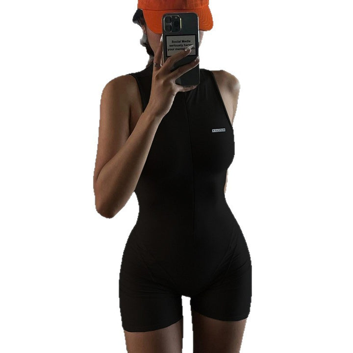 Damen Sportlicher Einteiler mit stehendem Kragen und figurbetonendem Design Drune