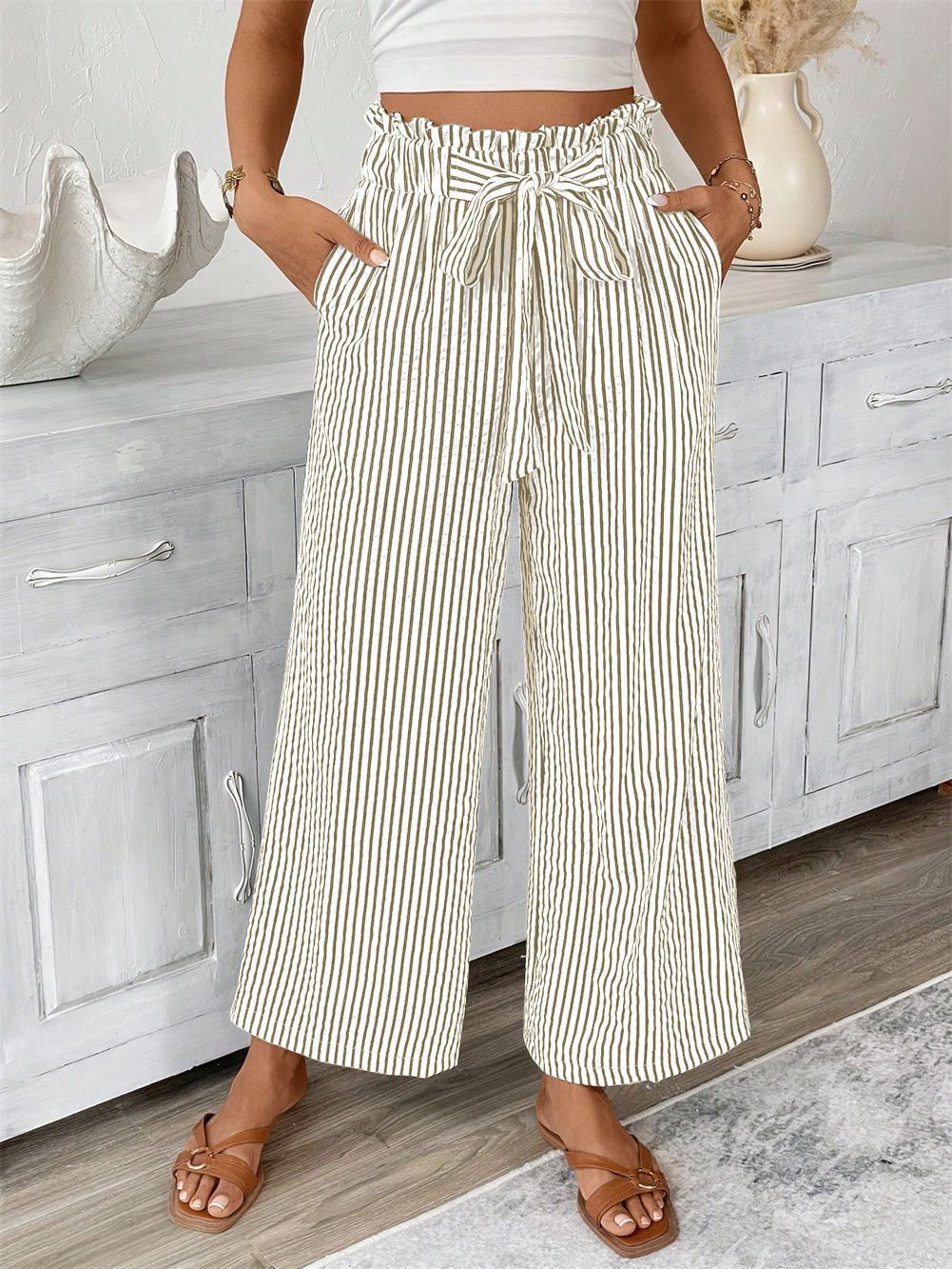 Damen lässige gestreifte Sommerhose Drune