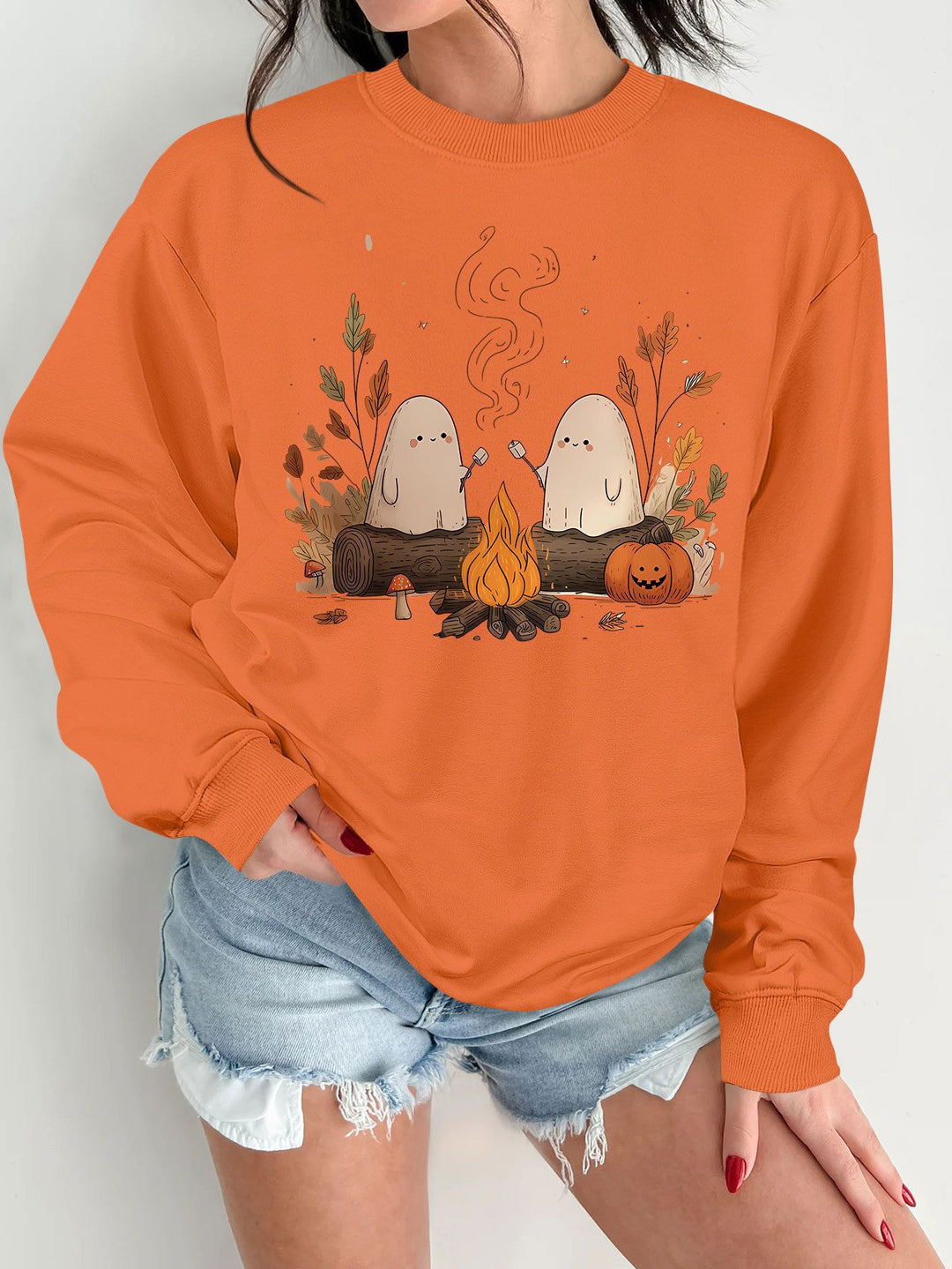 Damen Sweatshirt mit verspieltem Gruselmotiv und bequemer Passform Drune
