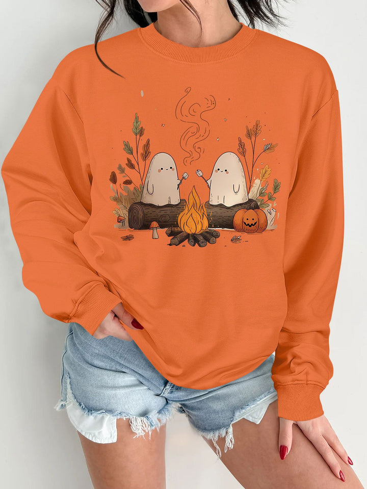 Damen Sweatshirt mit verspieltem Gruselmotiv und bequemer Passform Drune
