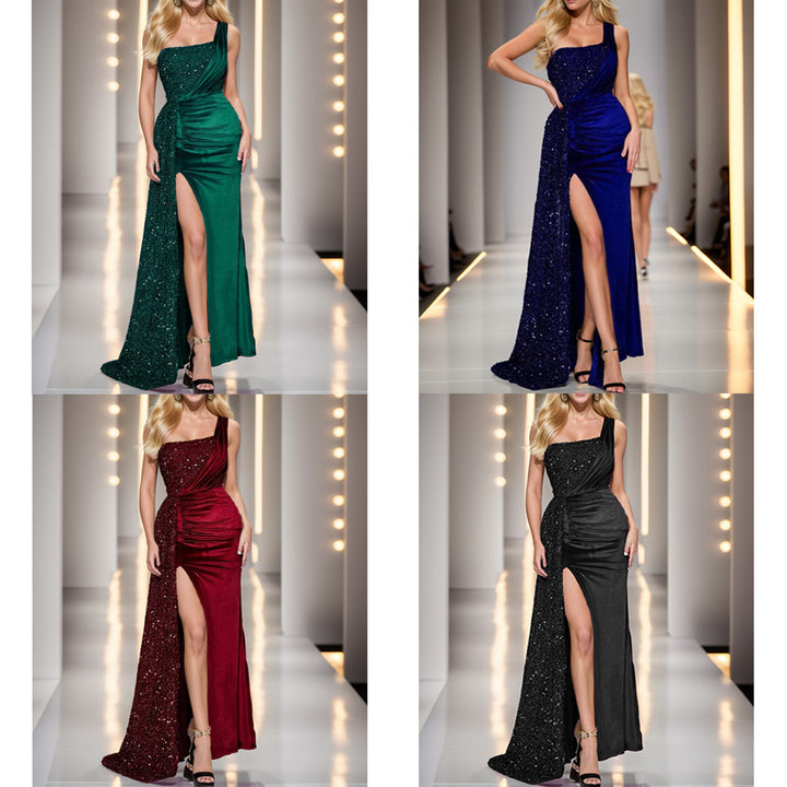 Damen Glamouröses Abendkleid mit schimmernden Pailletten und raffiniertem Schlitz Drune