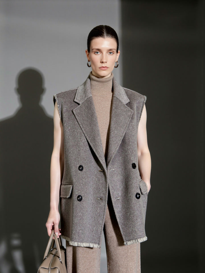 Damen Elegante und lässige Weste mit doppelter Knopfreihe Drune