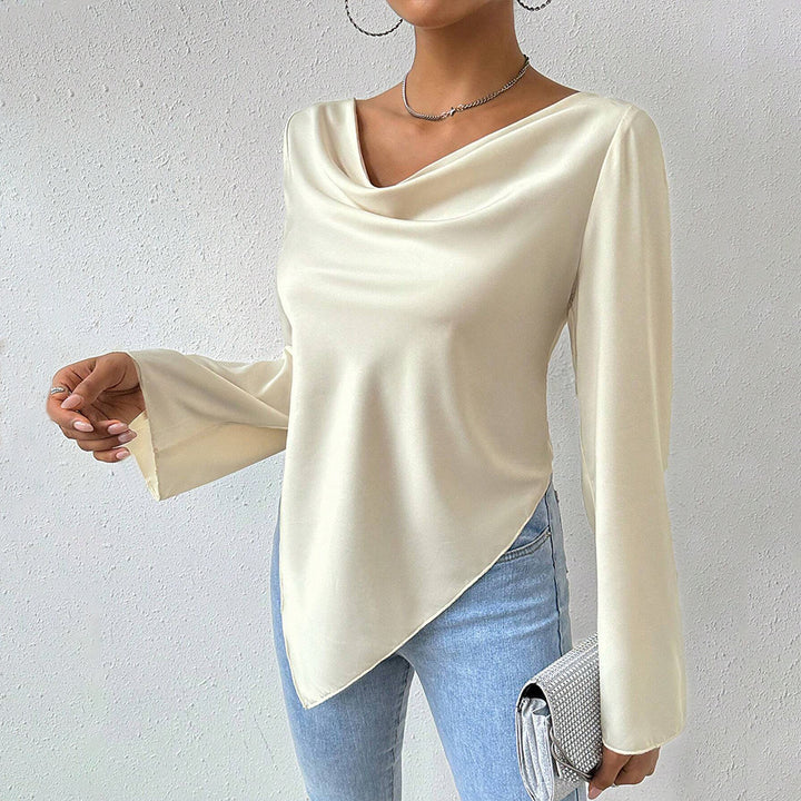 Damen Bluse mit schickem Wasserfallausschnitt und langen Ärmeln Drune