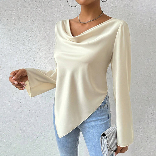 Damen Bluse mit schickem Wasserfallausschnitt und langen Ärmeln Drune