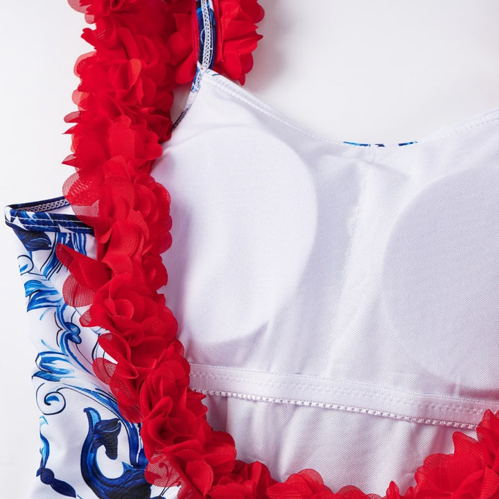 Damen Bikiniset mit floralem Muster und eleganten Rüschendetails Drune
