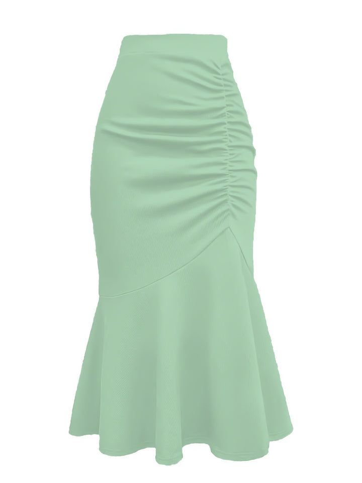 Damen eleganter Midirock mit asymmetrischem Schnitt und Raffung Drune