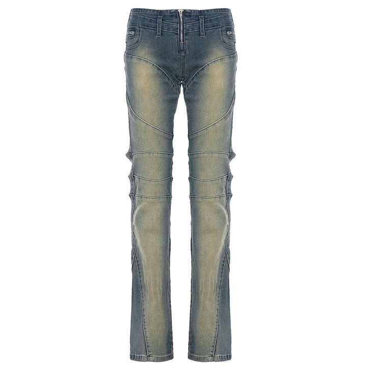 Damen Bootcut Jeans mit modischen Nähten und komfortablem elastischen Bund Drune