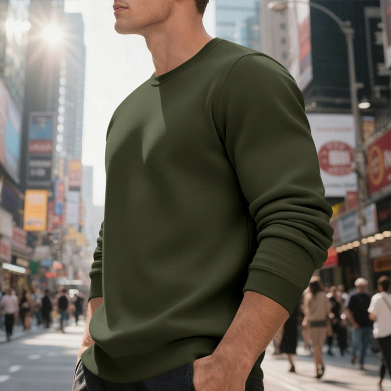 Herren nan weiches Rundhals-Sweatshirt aus Baumwollmix mit gerippten Bündchen und relaxed Fit Drune