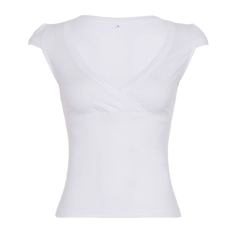 Damen Wickelshirt mit elegantem V-Ausschnitt und figurbetontem Schnitt Drune