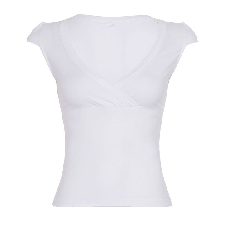 Damen Wickelshirt mit elegantem V-Ausschnitt und figurbetontem Schnitt Drune
