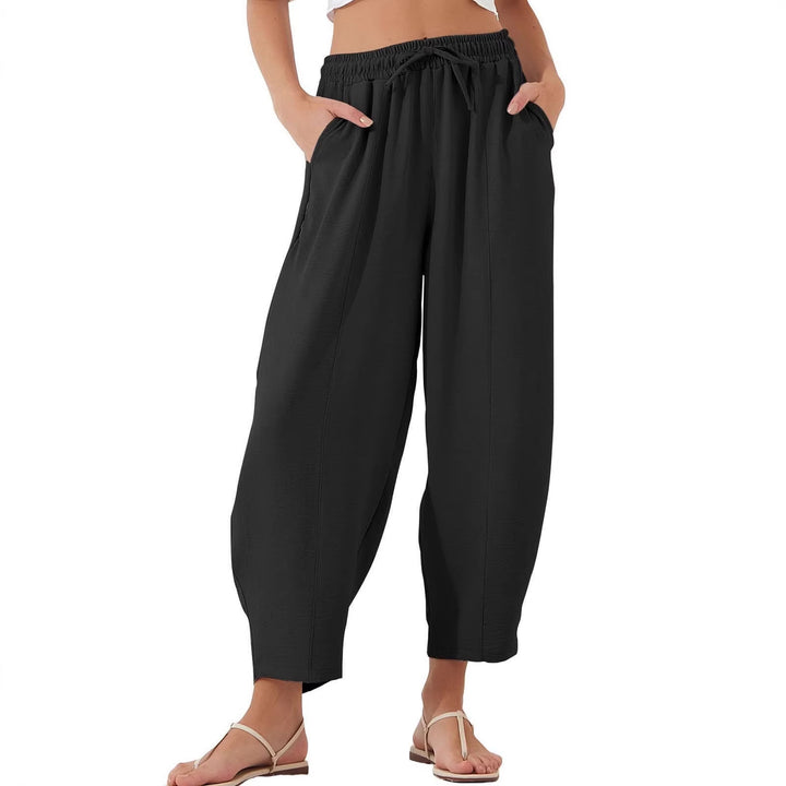 Damen Bequeme, weit geschnittene Sommerhose mit elastischem Bund und seitlichen Taschen Drune