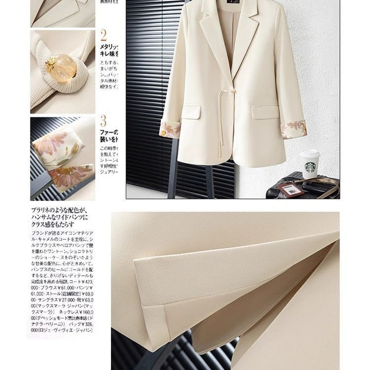 Damen elegantes Blazer-Ensemble mit floralem Innenfutter Drune