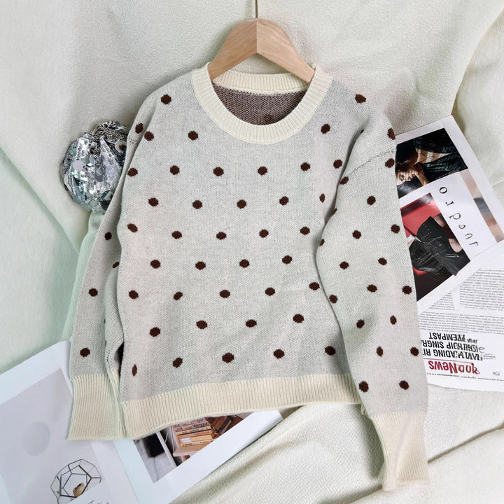 Damen moderner Pullover mit lebhaftem Punktedesign Drune