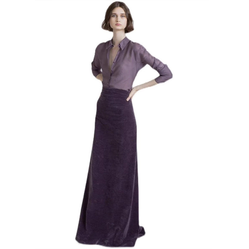 Damen eleganter Midirock aus hochwertigem Velours Drune