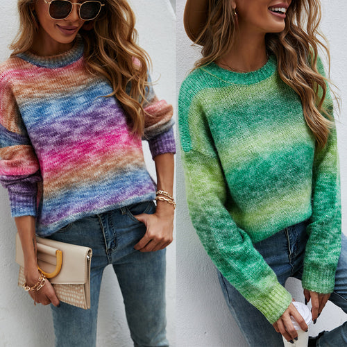 Damen modischer Pullover mit einzigartigem Farbverlauf Drune