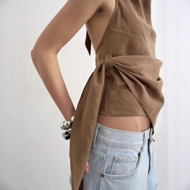 Damen Elegantes Wickeltop mit asymmetrischem Saum Drune