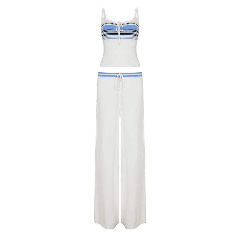 Damen Zweiteiler-Set mit weichem Tops und weitem Hosen Schnitt Drune