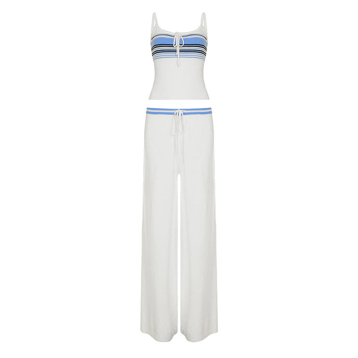 Damen Zweiteiler-Set mit weichem Tops und weitem Hosen Schnitt Drune
