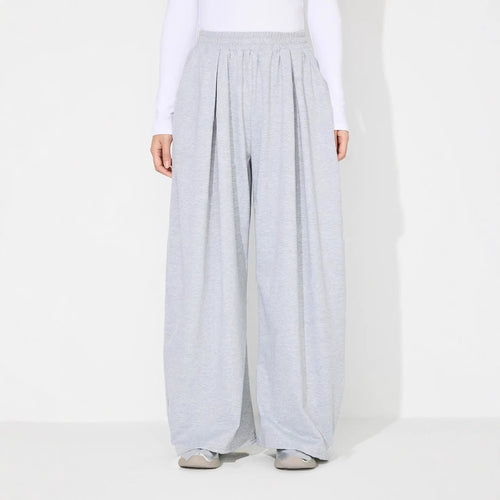 Damen weite Palazzo-Hose mit elastischem Bund und Falten Drune