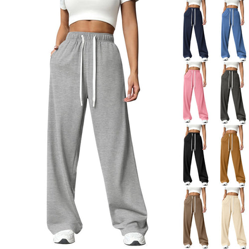 Damen Bequeme und lässige Freizeithose mit weitem Schnitt und elastischem Bund Drune