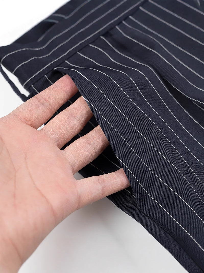 Damen weite Hochbund-Hose mit eleganten Streifen Drune