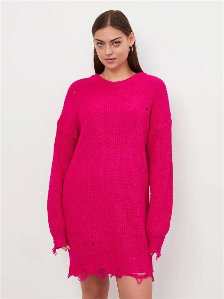 Damen modischer oversized Pullover mit lässigem Strukturmuster Drune