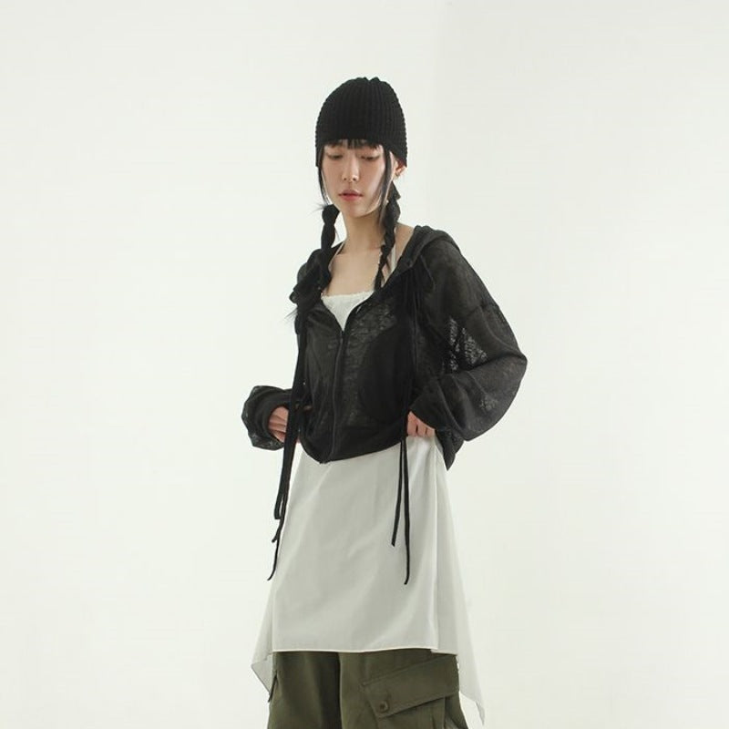 Damen modische cropped Kapuzenjacke mit praktischem Reißverschluss Drune