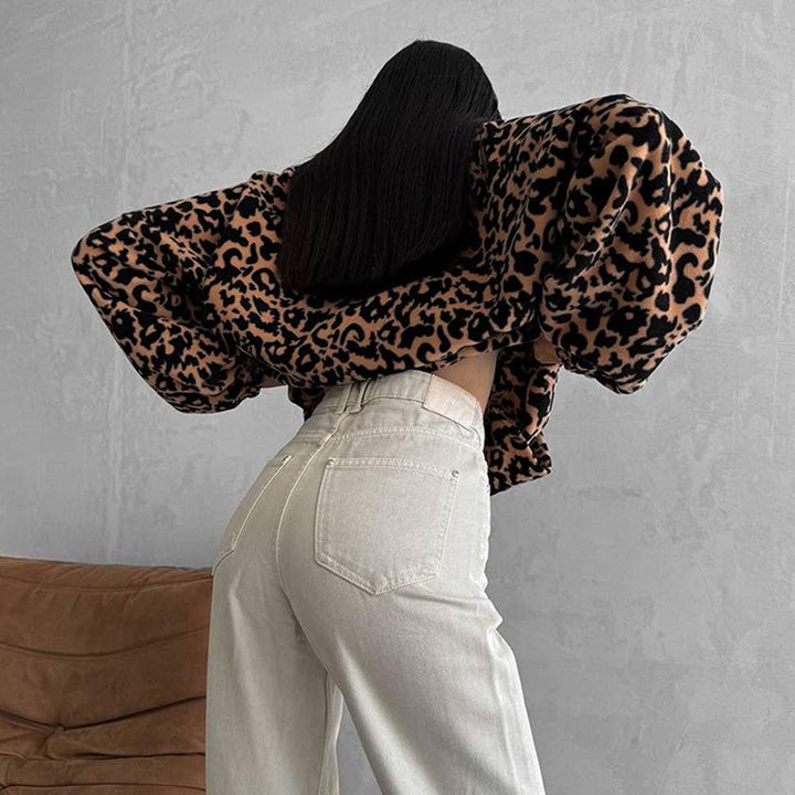 Damen Oversize-Pullover im Leopardenmuster Drune