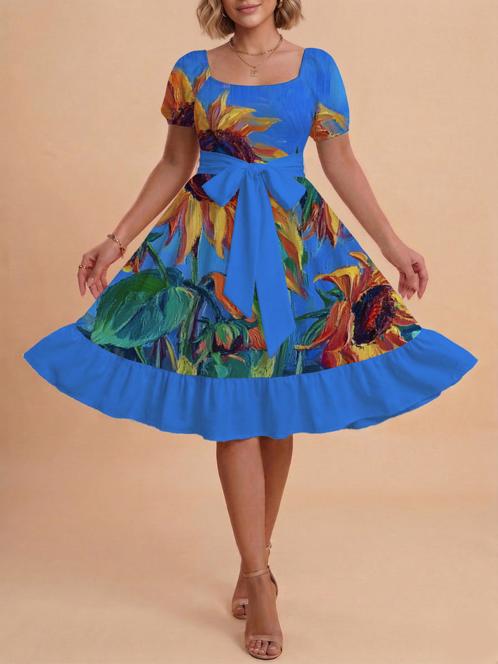 Damen schickes Glitzerkleid mit tailliertem Schnitt und Rüschensaum Drune
