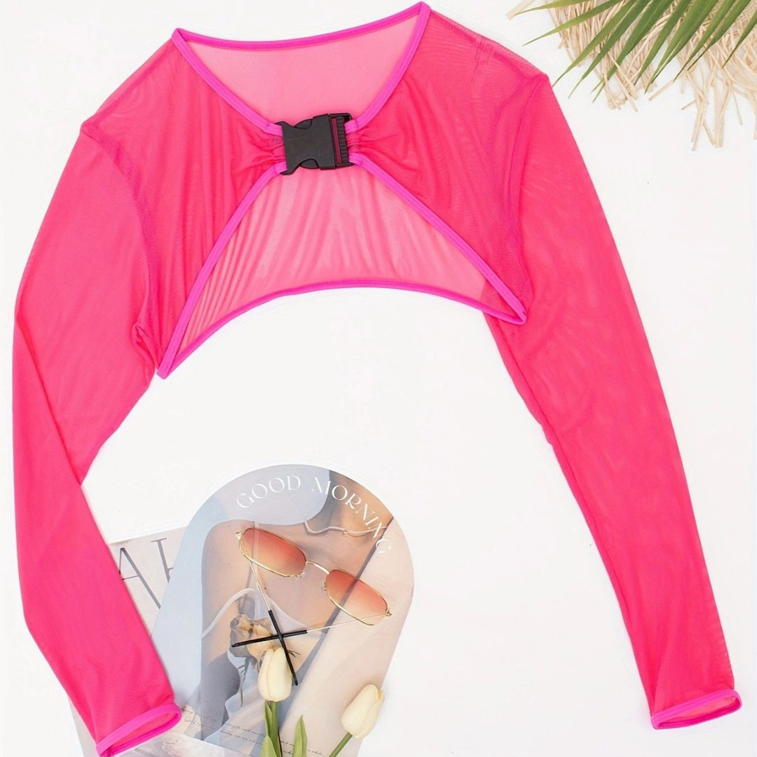 Damen Langärmliger Crop-Top Überwurf Drune
