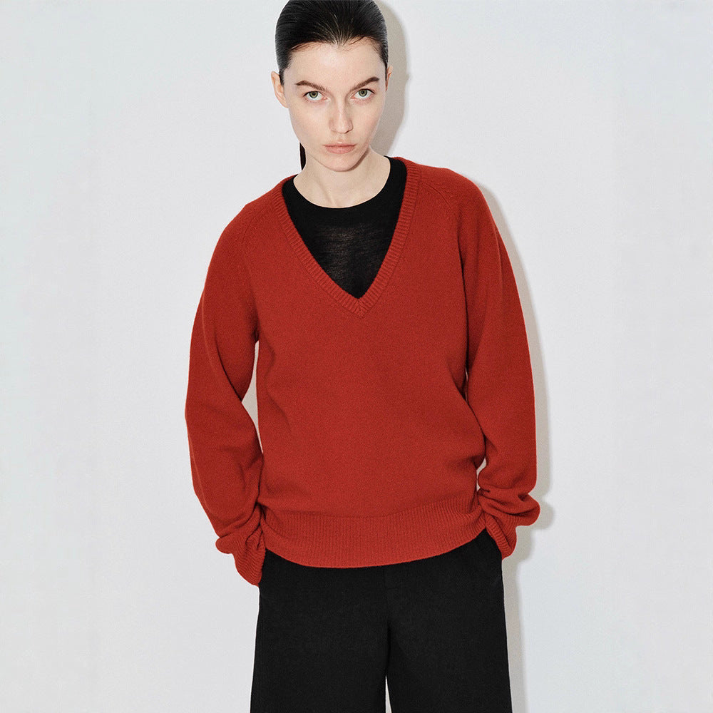 Damen Kuscheliger V-Ausschnitt Pullover Drune