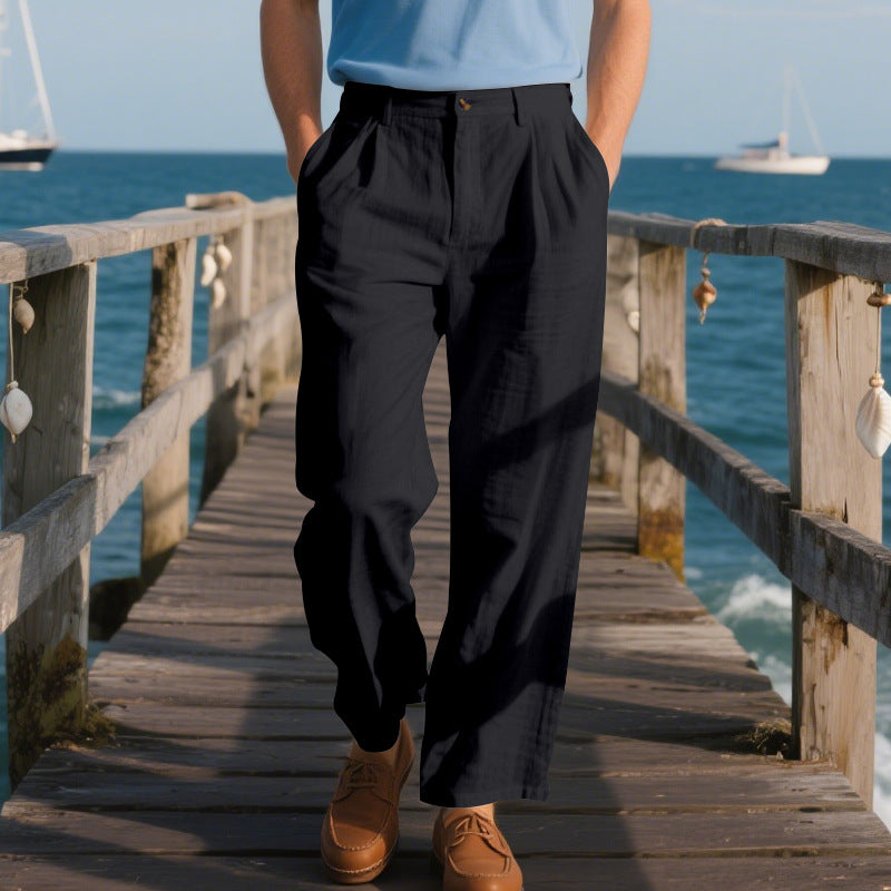 Herren elegante Freizeit-Hose mit weichem Stoff und weitem Schnitt Drune