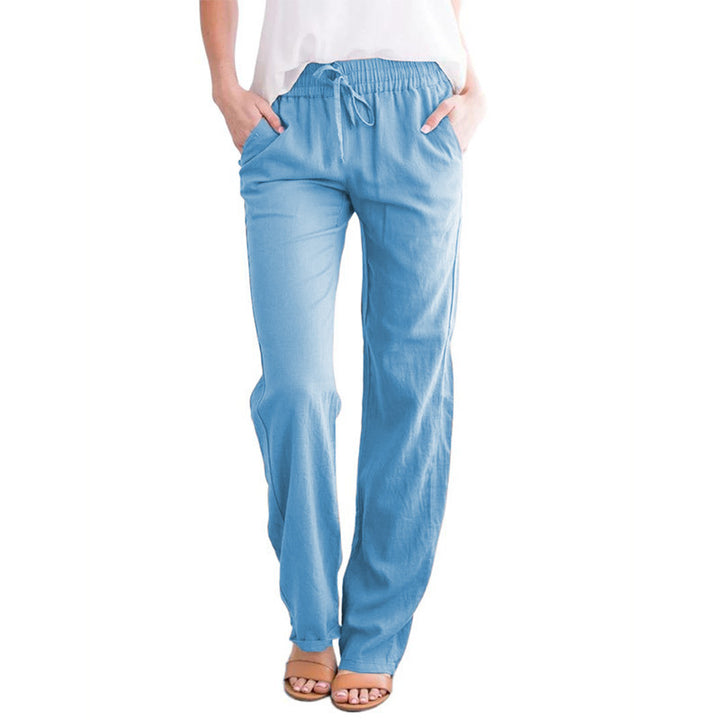 Damen Weite Leinenhose mit elastischem Bund und praktischen Seitentaschen Drune