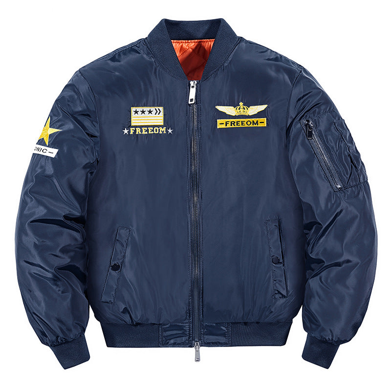 Herren  bestickte gepatchte isolierte Nylon Flug Bomberjacke mit gerippten Abschlüssen Drune