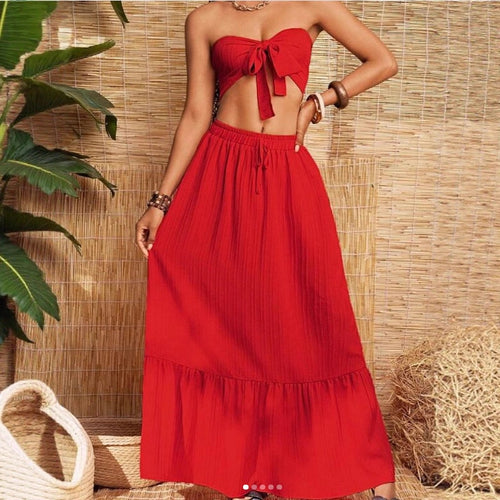 Damen Bandeau Zweiteiler mit weitem Rock Drune