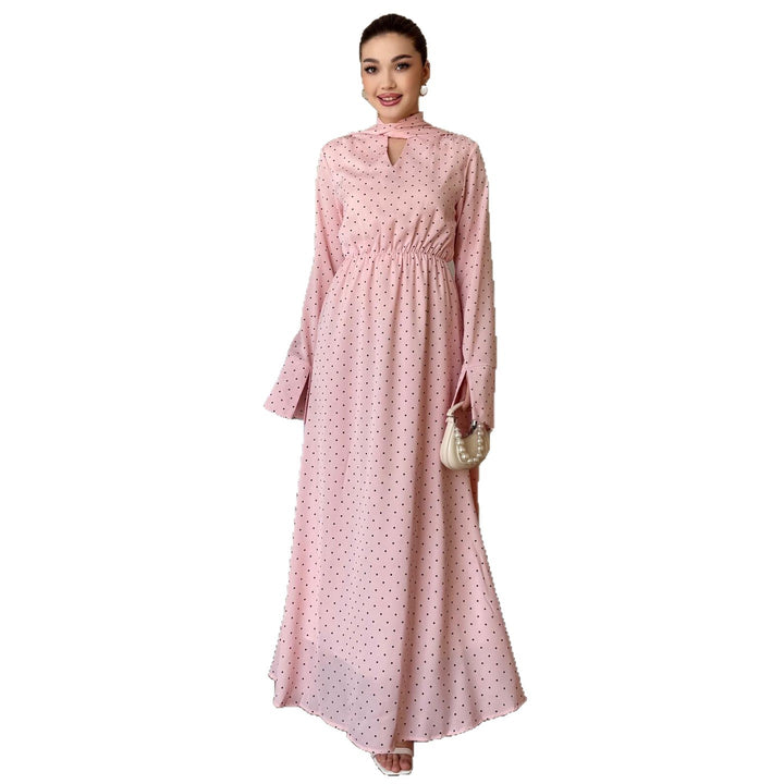 Damen Maxikleid mit eleganten Punkten und schickem Schlitz Drune