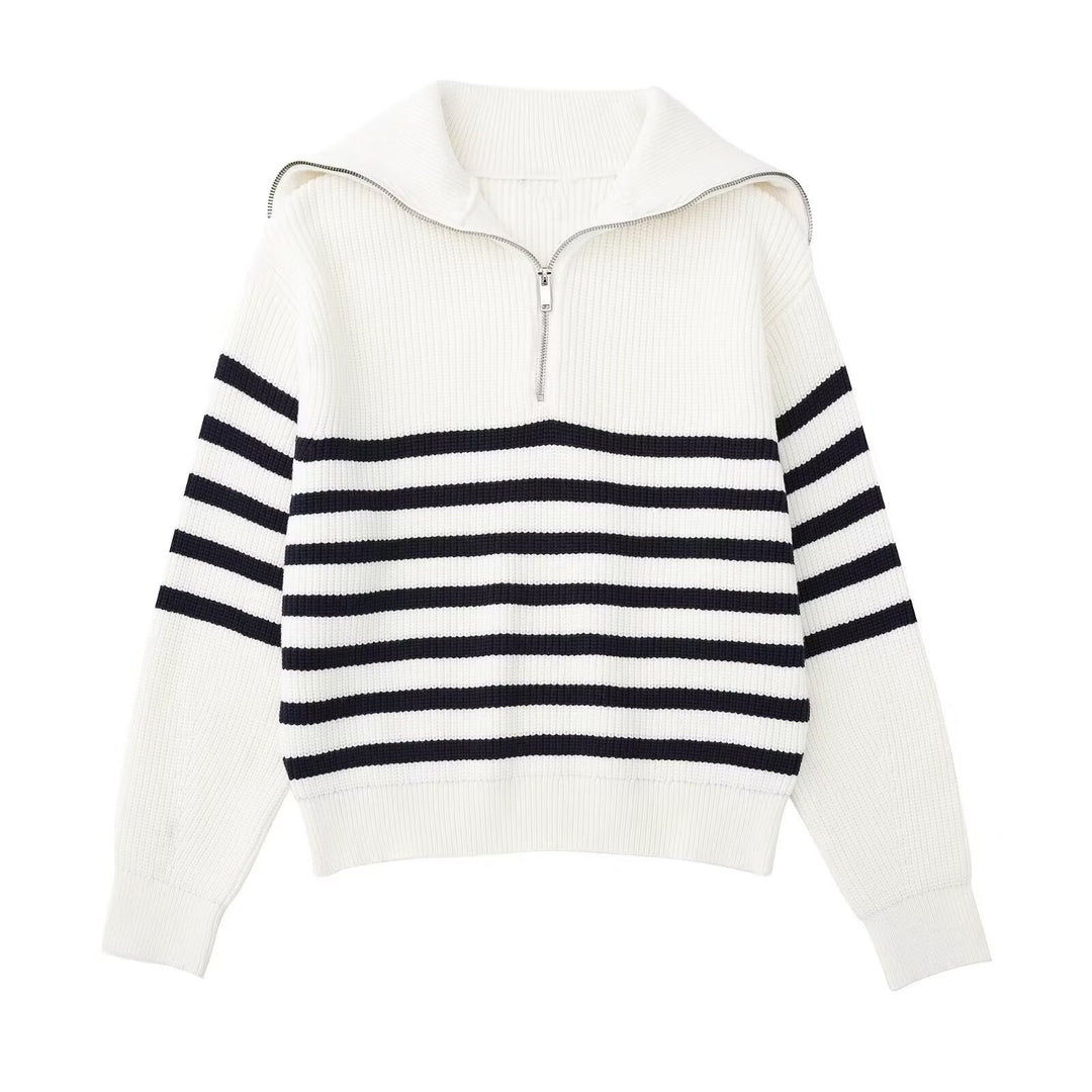 Damen Strickpullover mit hohem Kragen und Reißverschluss Drune