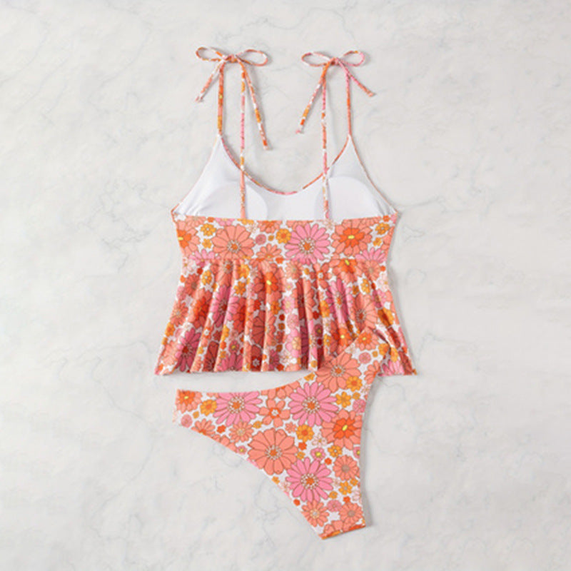 Damen Tankini mit fließendem Rüschenschnitt und floralem Design Drune