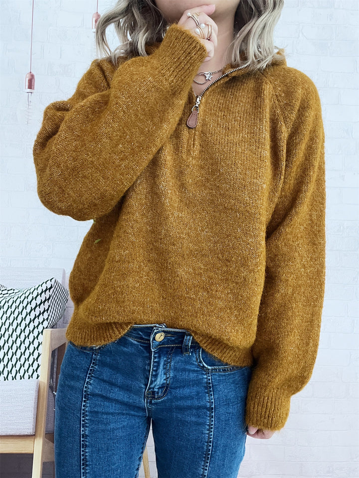 Damen kuscheliger Kapuzenpullover mit Zipper und modernem Rippdesign Drune