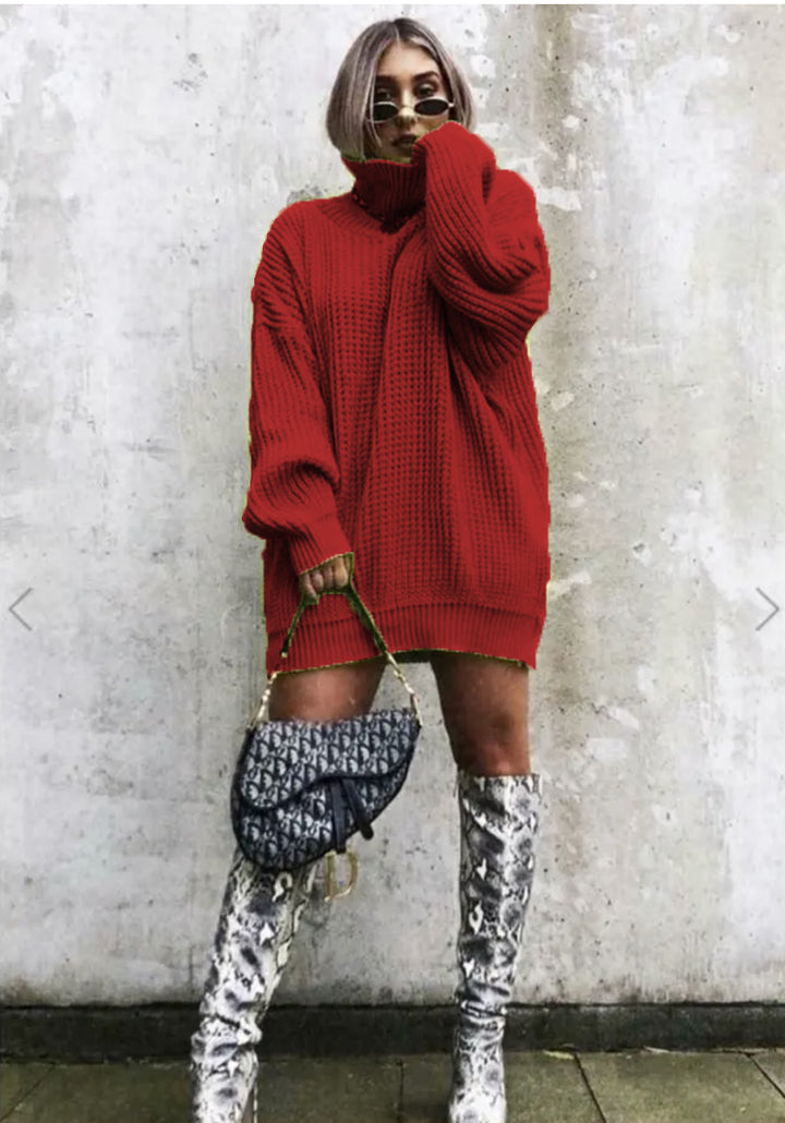 Damen Oversized Strickpullover im modernen Waffelmuster Drune